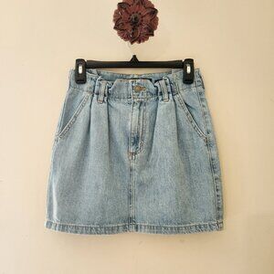 Hollister Ultra High Rise Light Wash Denim Paperbag Waist Mini Skirt Size 3